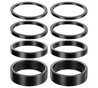 ValueBargain 12 PCS Bike Stem Spacers, Aluminum Alloy Headset Spacers Set for 1 1/8-Inch Stem, 4 Sizes (2mm, 3mm, 5mm, 10mm) Black, Lightweight & Durable