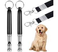 ValueBargain 2 Pack Dog Whistles, Ultrasonic Silent Dog Whistle to Stop Barking, Professional Recall Training & Behavior Correction for Dogs, Adjustable Frequency (Black)