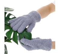 ValueBargain 2 Pairs Dusting Cleaning Gloves, Microfibre Dusting Gloves Washable & Reusable Cleaning Mitts for Plants Kitchen House Cars Mirrors, Furniture Clean Easy to Use White & Grey