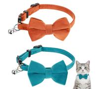 ValueBargain 2 PCS Kitten Bowtie Collar, Cat Collar with Bowtie Breakaway Adjustable Plaid Bow Tie with Bell, Soft & Safe for Indoor Cats, Puppies & Small Pets