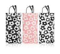 ValueBargain 3-Pack Soft Glasses Case for Women, Soft PU Leather Glasses Pouch with Flower Pattern, Sunglass Eyeglass Case, Cute Protective Bag for Men, Women, Girls (Travel & Daily Use)