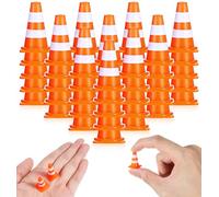 ValueBargain 50PCS Mini Traffic Cones, 2.5 cm ABS Plastic Orange Small Miniature Traffic Cones for Sand Table Engineering Training Party Barrier Warning