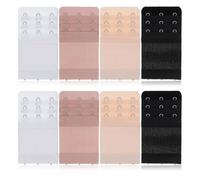 ValueBargain 8PCS Bra Extenders 3 Hooks, 3 Hook Bra Extenders for Women, Soft Stretchy Back Band Extender, Adjustable Comfort Fit (Black White Nude Beige)