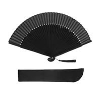 ValueBargain Black Hand Fan, Black Hand Fan for Women Foldable Nylon-Bamboo Vintage Fans, Chinese/Spanish Style for Wedding Party & Dance Decor