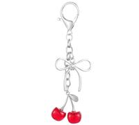 ValueBargain Cherry Key Ring, Bag Charms with Bow, Cute Aesthetic Bag Pendant for Car & House Keys, Cute Gift Idea for Women and Girls