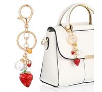 ValueBargain Strawberry Keyring Pendant Bag Strawberry & Pearl, Cute Charms for Women & Girls, Handbag and Purse Decoration Y2K Style