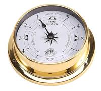 Valuegist Brass Nautical 4.5in Wall Clock, High Tide Low Tide Predictor, Silent, Copper, Round, Battery Powered, Weather Station, Nautical Accessory