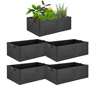 ValueHall Fabric Raised Garden Bed 5-pack Square Garden Flower Grow Bag Rectangle Grow Bag Heavy Duty Nonwoven Fabric Plants Pots Aeration Fabric Pots for Vegetables, Flowers and Fruits V8020A (M)