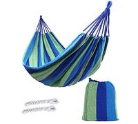 ValueHall Outdoor Soft Cotton Fabric Brazilian Hammock Double Wide 2 Person Travel Camping Hammock (Hot Blue)