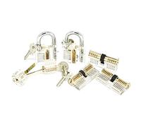 ValueHall Practice Lock Set Transparent Visible Cutaway Crystal Lock Picking Training Set for Locksmith and Beginner Training Include 7 PCS Training Locks V7030-1