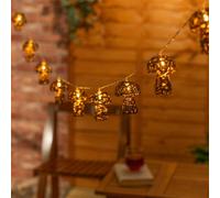 Mushroom Rattan 10 x Battery Operated Outdoor Garden String Lights ValueLights Brown One Size