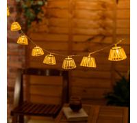 White Rope Wicker Basket 10 x Battery Operated Outdoor Garden String Lights ValueLights White One Size