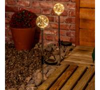 Valuelights 2 Pack Solar Powered Outdoor Fairy Globe Spike Lights Garden Stake Lamp