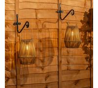 ValueLights | Natural Faux Bamboo Solar Powered Outdoor 2 Pack Garden Lantern Lights