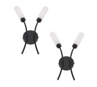 Pair - 2 Way Curved Matt Black Wall Light Fitting for Living Room Lounge Hallway