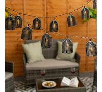 Valuelights 20Pc Black Rattan Lobster Pot Outdoor Garden Solar String Lights