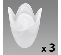Valuelights 3 Pack Frosted Marble Effect Glass Tulip Floral Replacement Shades (D)9.5Cm
