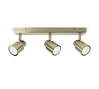 ValueLights | 3 Way Bar Ceiling Spotlight Adjustable GU10 IP44 Rated Bathroom Lamp Spot Light - Antique Brass | Bathroom & Home Improvements Essential | LED Bulbs 6500K Cool White
