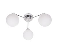 ValueLights | 3 Way Brushed Chrome Ceiling Light Fitting with Globe Shades | Close-to-Ceiling Lights, Home Décor & Improvement Essential | Includes Bulb