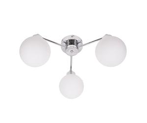 ValueLights | 3 Way Brushed Chrome Ceiling Light Fitting with Globe Shades | Close-to-Ceiling Lights, Home Décor & Improvement Essential | Mains Wired