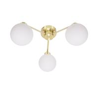 3 Way Brushed Gold Ceiling Light Fitting with Globe Shades for Living Room Hallway