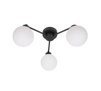 ValueLights | 3 Way Matt Black Ceiling Light Fitting with Globe Shades | Close-to-Ceiling Lights, Home Décor & Improvement Essential | Includes Bulb