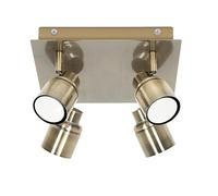 ValueLights | 4 Way Square Ceiling Spotlight Adjustable GU10 IP44 Rated Bathroom Lamp Spot Light - Antique Brass | Bathroom & Home Improvements Essential | LED Bulbs 3000K Warm White