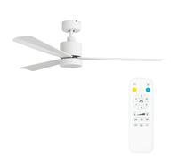 ValueLights | 52” Ceiling Fan with Remote Control, Integrated LED Dimmable Light, 3 Blades, Timer and 6 Speed Functions - White | Ceiling Fans & Home Improvements Essential