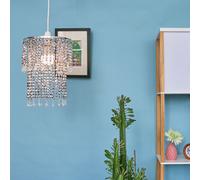 Valuelights Pair Of Ceiling Pendant Light Shades With Teal And Clear Acrylic Jewel Effect Droplets