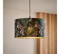 Addalyn Green Jungle Print and Gold Inner Easy Fit Lamp Shade and Bulb ValueLights Green One Size
