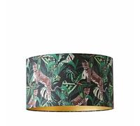 ValueLights Addalyn Green Jungle Print with Gold Inner Drum Easy Fit Lamp Shade ValueLights Green