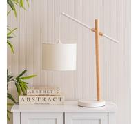 Valuelights Adrianna Wooden Hanging Table Lamp With White Drum Lamp Shade