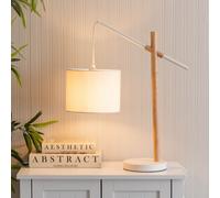 Valuelights Adrianna Wooden Hanging Table Lamp With White Drum Lamp Shade And Led Bulb