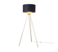 Valuelights Aero Gold Hairpin Design Tripod Floor Lamp With Black Gold Drum Shade