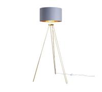 Valuelights Aero Gold Hairpin Design Tripod Floor Lamp With Grey Gold Drum Shade