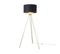 ValueLights Aero Gold Metal Tripod Floor Lamp With Large Black & Gold Shade & Warm White Bulb ValueLights Gold