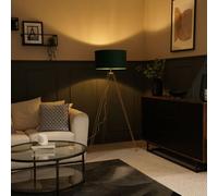 ValueLights | Modern Gold Hairpin Design Tripod Floor Lamp with a Forest Green Velvet Drum Shade | Floor Lamps, Home Décor & Improvement Essential