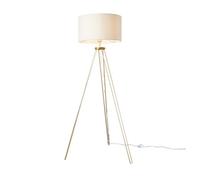 Valuelights Aero Modern Gold Hairpin Design Tripod Floor Lamp With Beige Drum Shade - Includes 6W Led Gls Bulb 3000K Warm White