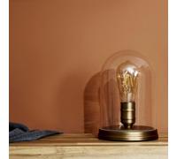 Valuelights Aged Brass Effect Metal Base And Clear Glass Dome Table Lamp With Led Amber Tinted Squirrel Cage Light Bulb