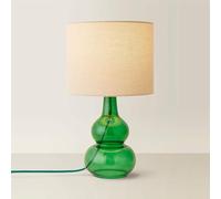 Aida Natural Linen Tall Lamp Shade Bright Bubble Glass Table Lamp ValueLights Bright Green One Size