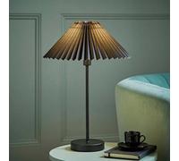 ValueLights | Black Metal Single Stem Table Lamp with Pleated Lampshade | Home Décor, Bedside & Desk Lamp | Includes Bulb