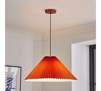 ValueLights Akira Pleated Single Drop Ceiling Pendant Light in Burnt Orange ValueLights Burnt Orange