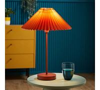 ValueLights | Burnt Orange Metal Single Stem Table Lamp with Pleated Lampshade | Table Lamps, Home Décor & Improvement Essential