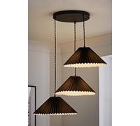 Valuelights Akira Pleated 3 Way Triple Drop Ceiling Pendant Light In Black Black