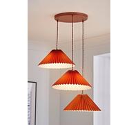 Valuelights Akira Burnt Orange 3 Way Hanging Pendant Ceiling Light With Pleated Lampshade