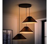 ValueLights Akira 3 Way Black Pleated LED Ceiling Pendant Light - Size: 111 x 57 x 57cm - Wilko