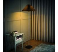 ValueLights | Black Metal Single Stem Standing Floor Lamp with Pleated Lampshade | Floor Lamps & Torchieres, Home Décor & Improvement Essential | Includes Bulb