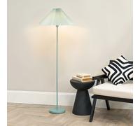 ValueLights | Blue Metal Single Stem Standing Floor Lamp with Pleated Lampshade | Floor Lamps & Torchieres, Home Décor & Improvement Essential | Includes Bulb