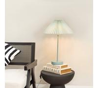ValueLights Akira Pleated Shade Table Lamp with LED Bulb in Bright Blue ValueLights Bright Blue