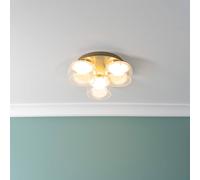 Alissa Matt Gold IP44 Integrated LED 3 Way Clear Glass Ceiling Light ValueLights Gold One Size